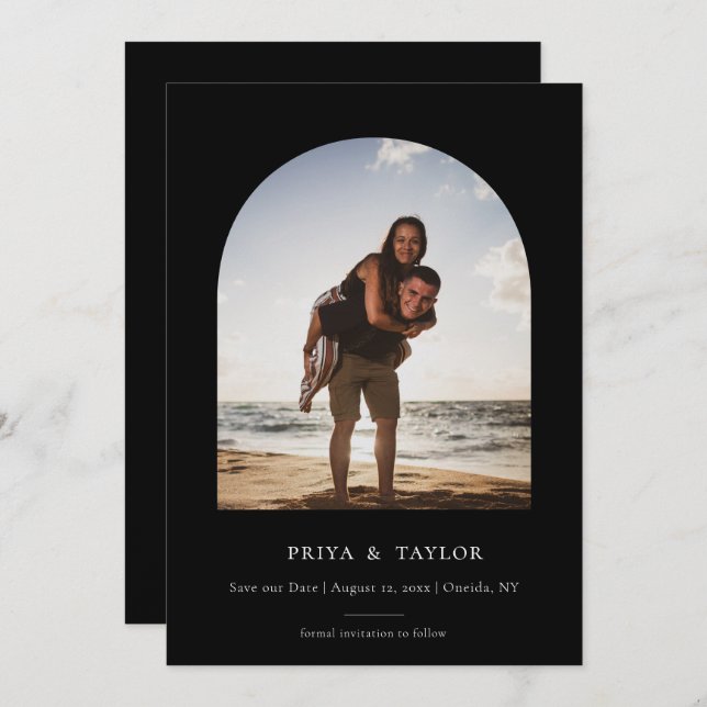 Cadre Arc Moderne Plat Enregistrer Le Carte photo  (Devant / Derrière)