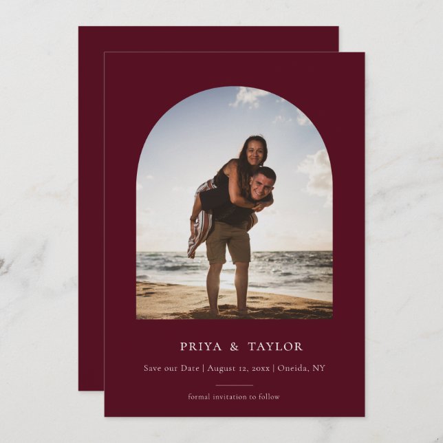 Cadre Arc Moderne Plat Enregistrer Le Carte photo  (Devant / Derrière)