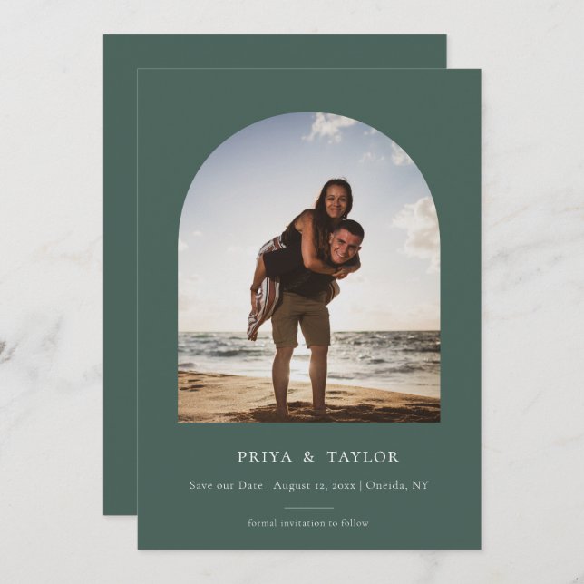 Cadre Arc Moderne Plat Enregistrer Le Carte photo  (Devant / Derrière)