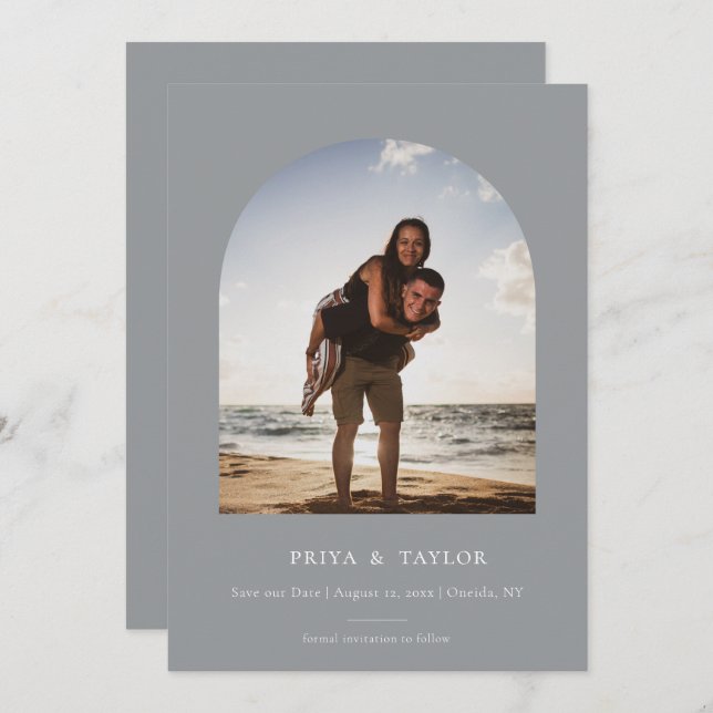 Cadre Arc Moderne Plat Enregistrer Le Carte photo  (Devant / Derrière)