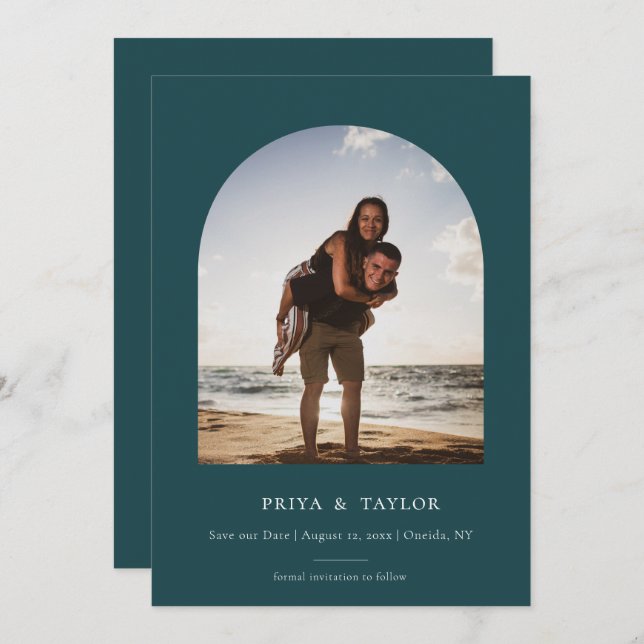 Cadre Arc Moderne Plat Enregistrer Le Carte photo  (Devant / Derrière)