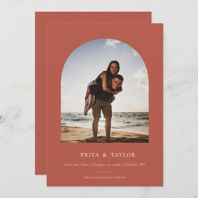 Cadre Arc Moderne Plat Enregistrer Le Carte photo  (Devant / Derrière)