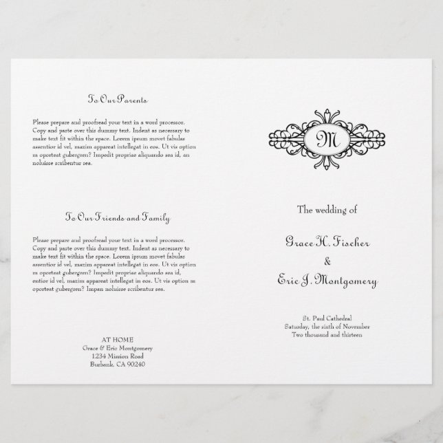 Cadre baroque unique monogramme de mariage (Devant)