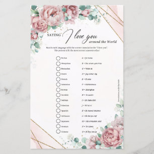 Cadre bleu et or Je vous aime partout dans le mond