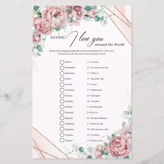 Cadre bleu et or Je vous aime partout dans le mond (Devant)