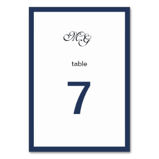 Cadre bleu profond. Numéro de table mariage modern