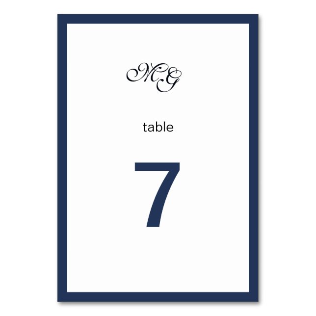 Cadre bleu profond. Numéro de table mariage modern (Par défaut)