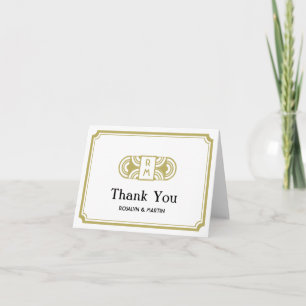 Cadre bronzé déco noir rétro monogramme merci