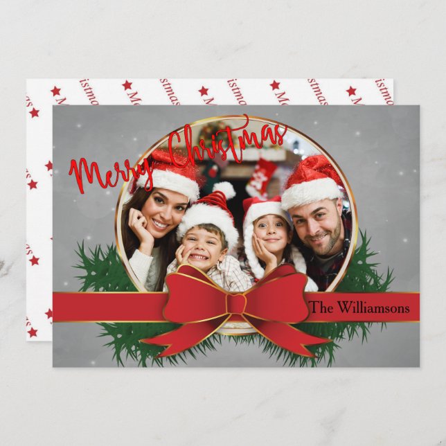 Cadre Circulaire Doré Avec Photo Bow Rouge (Devant / Derrière)