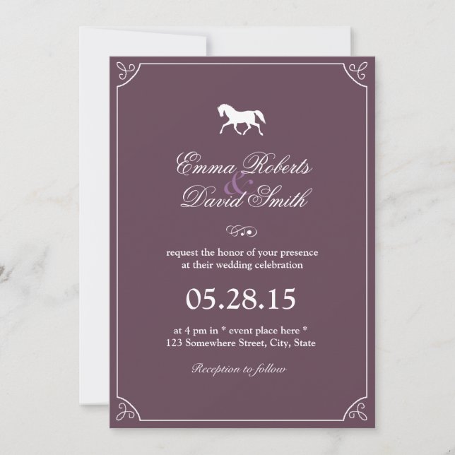 Cadre classique Courir Cheval Mariage Invitations (Devant)