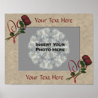 Cadre Coeur rose Ajouter votre photo Poster Imprim