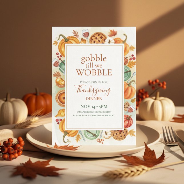 Cadre de banquet d'automne Invitation de Thanksgiv (Framed Thanksgiving Invite)