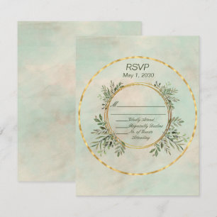 Cadre de cercle vert et or pour réponse de mariage
