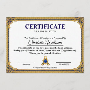 Cadre de certificat vierge en or classique imprima