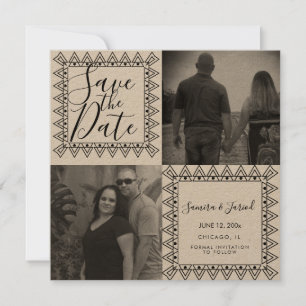 Cadre de coeur noir blanc photo Enregistrer la dat