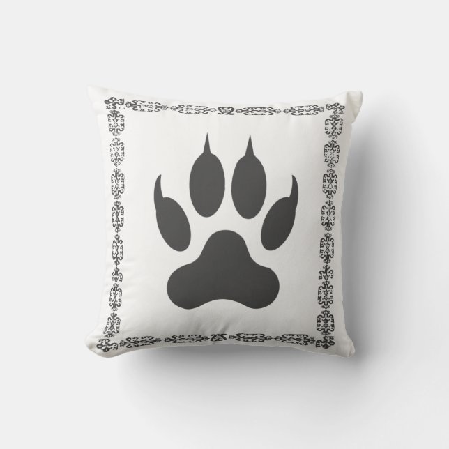 Cadre de Coussin Style Blanc Noir Patte d'Animal (Recto)