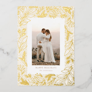 Cadre de feuillage hivernal Carte de vacances bota