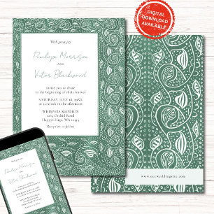 Cadre de feuille complexe sur invitation de mariag