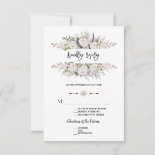 Cadre de fleurs blanches de charme Mariage RSVP