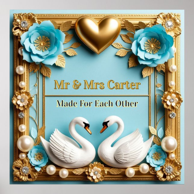 Cadre de mariage cygne pour décoration de mariage  (Devant)