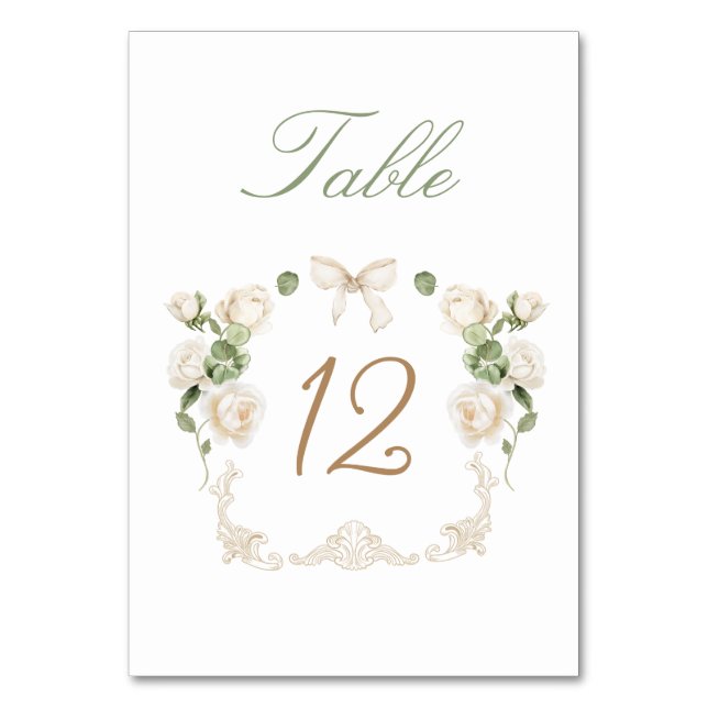 Cadre de numéro de table aux roses blanches (Par défaut)
