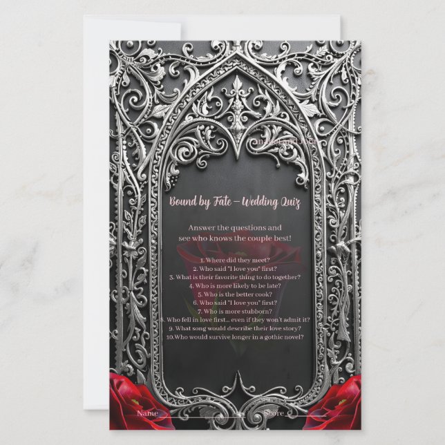 Cadre de rose de mariage gothique élégant  (Devant)
