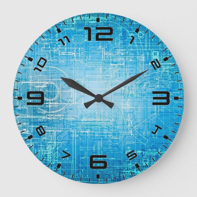 Cadre de technologie cybernétique - Horloge murale (Recto)