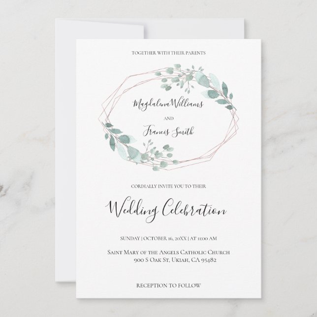 cadre de verdure aquarelle faire-part de mariage (Devant)