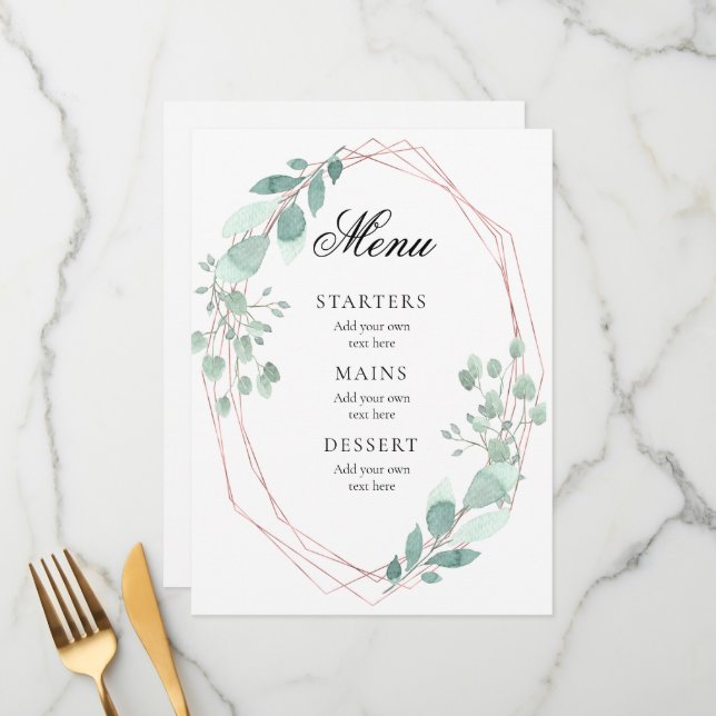cadre de verdure délicat mariage Menu (Devant/Arrière en situation)