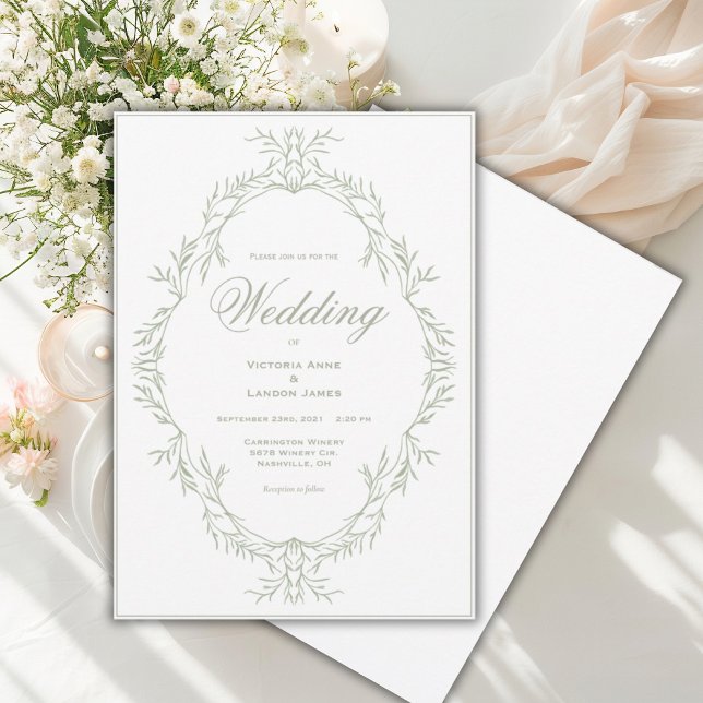 Cadre de verdure élégant Invitation de mariage vin (Créateur téléchargé)