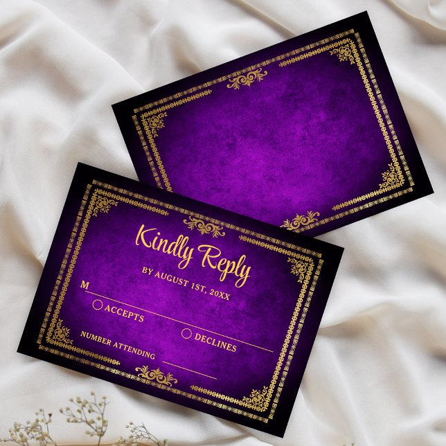 Cadre Déco de mariage RSVP Violet Royal et Or (Créateur téléchargé)