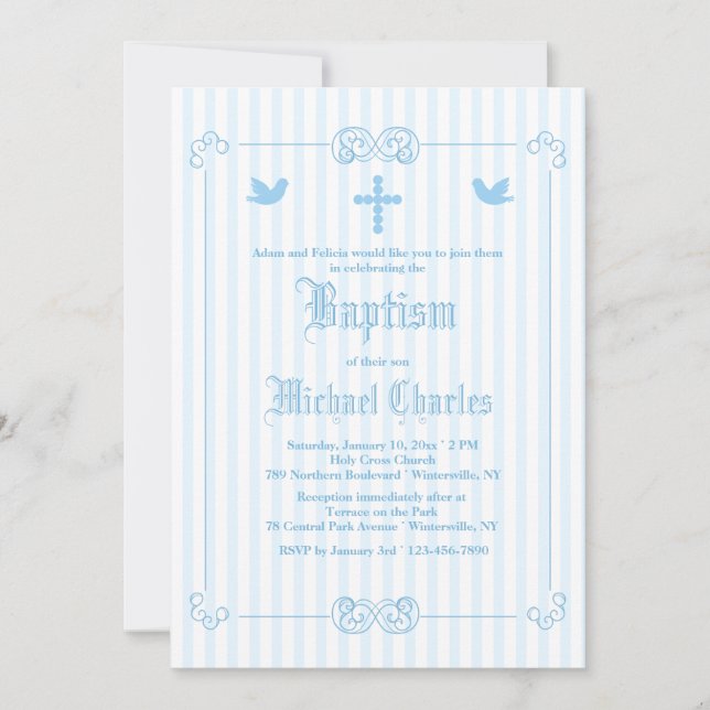 Cadre délicat Bleu Religieux Invitation (Devant)