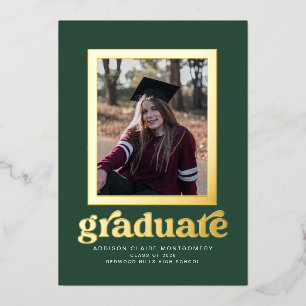 Cadre d'huile sur la Faire-part de graduation vert