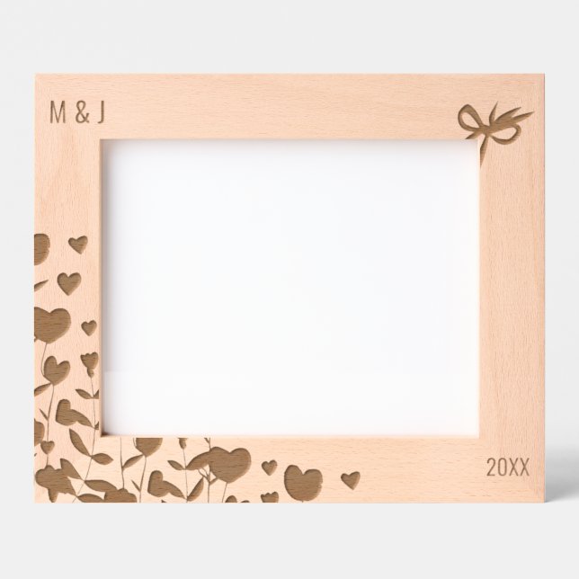 Cadre D'Image Écrite Au Laser Et Au Coeur Floral (Recto)