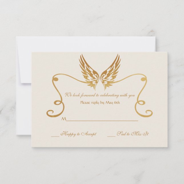 Cadre doré avec carte de réponse d'ailes (Devant)