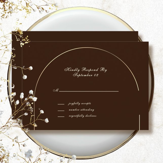 Cadre doré marron foncé Beige Script RSVP  (Créateur téléchargé)