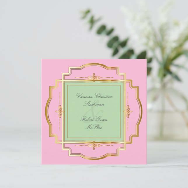 Cadre Doré Séduisant Invitation de Mariage (Debout devant)