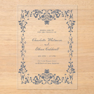Cadre élégant baroque Mariage Invitation Acrylique