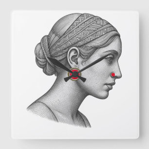 Cadre élégant de femme avec horloge murale à accen