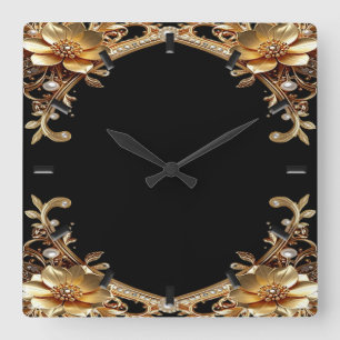Cadre élégant horloge murale en or