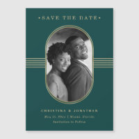 Cadre élégant | Vert et or Enregistrer la date