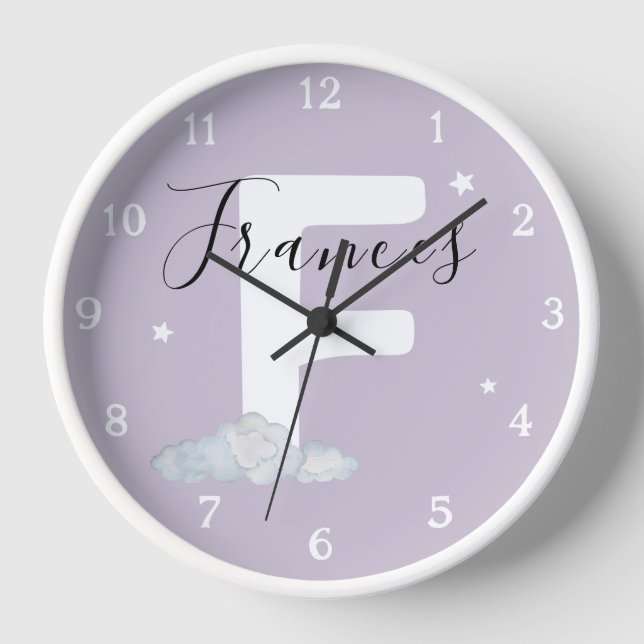 Cadre en bois blanc rond Horloge murale lavande po (Recto)