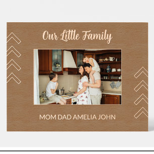 Cadre en bois gravé géométrique de famille mignon