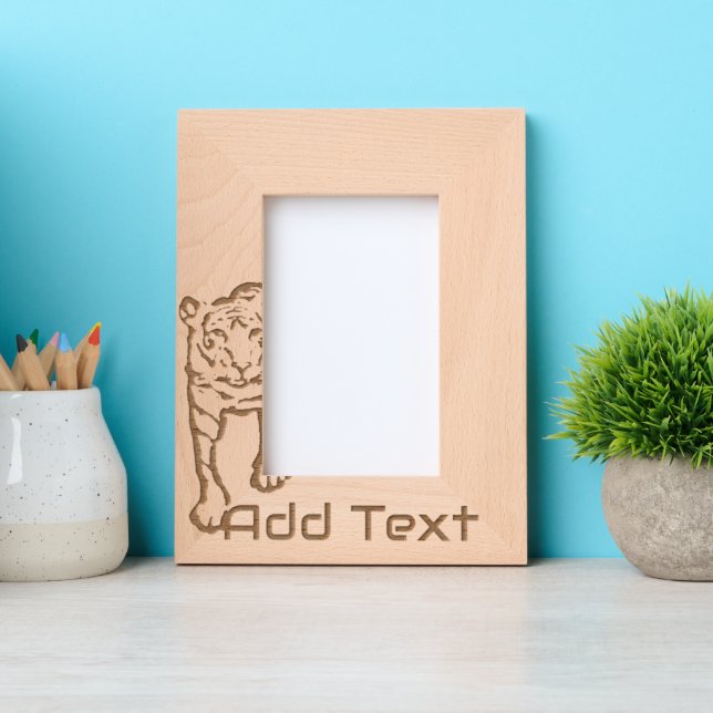 Cadre en bois gravé sur tigre personnalisé (Recto)