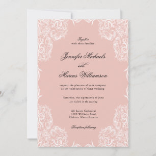 Cadre en dentelle rose Dusty Faire-part de mariage