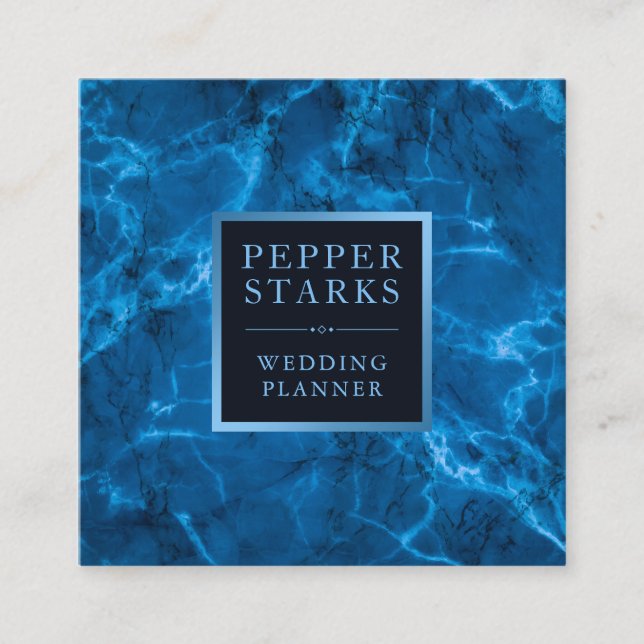 Cadre et marbre en métal bleu| Carte de visite (Devant)
