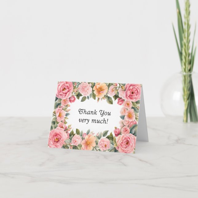 Cadre fait de fleurs roses Merci (Devant)