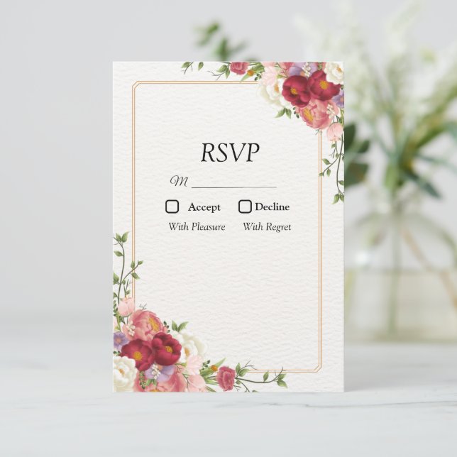 Cadre Fleur d'Or avec jolies fleurs RSVP (Debout devant)