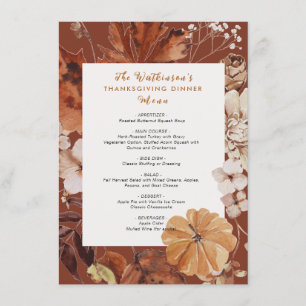 cadre fleuri rustique menu thanksgiving