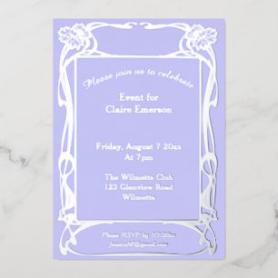 Cadre floral Art nouveau élégant Foil Invitation